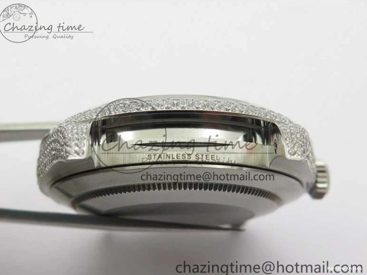 0224 Practical DateJust 41 126334 904 Full Paved Diamonds BP Maker Best Edition Silver Dial on Oyster Bracelet A 2542